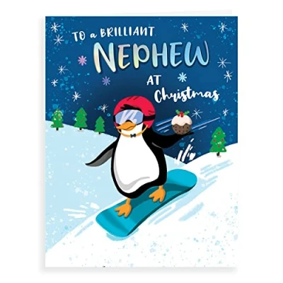 Image of Piccadilly Greetings Character Christmas Card Nephew 8 x 6 inches