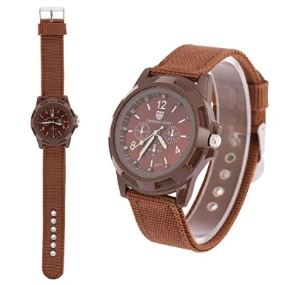 Image of Electronic Digital Wristwatch Military Watch Males Army Durable Nylon Band Sport Wrist Watches(Brown)