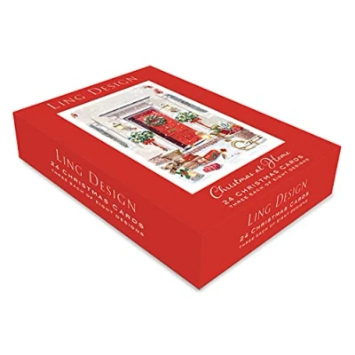 Image of LING DESIGN Box of 24 Assorted Traditional Scenes Christmas Cards Xmas Card Boxes XBVB2021C