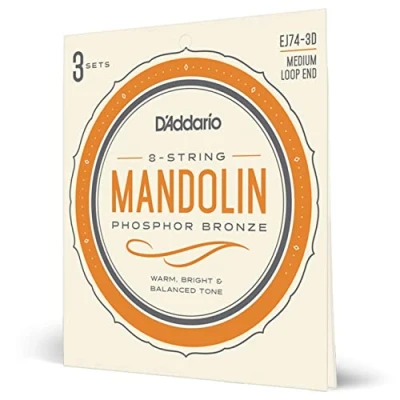 Image of D&#039;Addario Mandolin Strings Phosphor Bronze For 8 String Warm, Bright, Balanced Tone EJ74 3D Medium, 11 40
