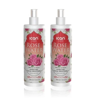 Image of Ican London Natural Rose Water Spray for Facial Hydrating, Smoothing, 250ml x 2