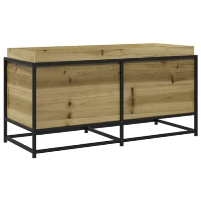 Image of vidaXL Impregnated Pine Wood Garden Planter 100x40x50cm Sturdy Steel Frame Outdoor Patio for Vegetables, Flowers