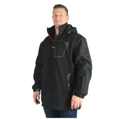 Image of KAM Big Mens Black Macey Soft Shell Coat Large Oversized Fashion Tall for Sizes 2XL 3XL 4XL 5XL 6XL 7XL 8XL, Size :
