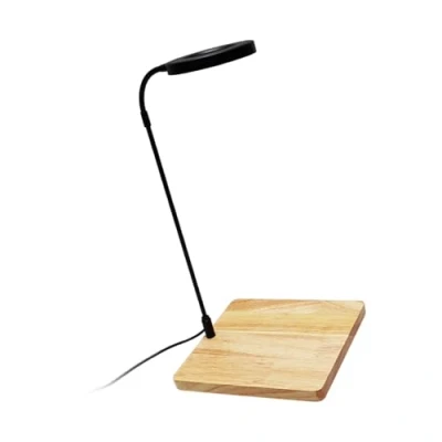 Image of PTILSERY Rotatable LED Aquariums Lamp with Natural Wood Stand for Small Fishtanks Succulents Potted Plant Landsacping