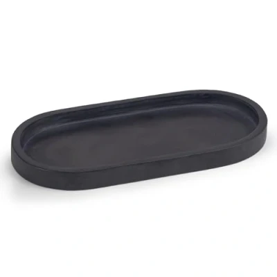 Image of EHC Natural Marble, Bathroom Vanity Tray, Tray Bathroom, Decorative Candle Countertop Sink Storage Organiser for Cosmetic, Perfume, Home Decor Oval, Black, 25 x 11.5 2 cm