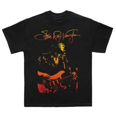 Image of Rock Off officially licensed products Stevie Ray Vaughan Signature T Shirt XL Black