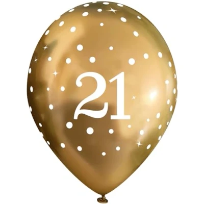 Image of 11&quot; Latex Balloons Sparkling Fizz Gold 21st x 6pcs