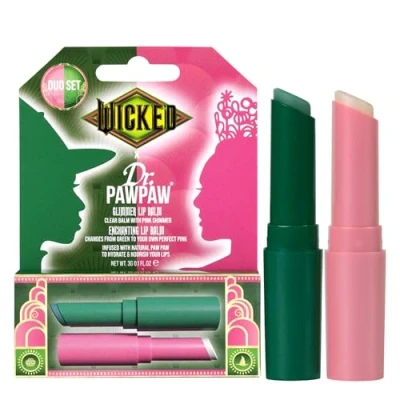 Image of Dr.PAWPAW X WICKED Limited Edition Enchanting &amp; Glimmer Lip Balm Duo Nourish, Hydrate Moisturise Lips Cruelty Free, Multipurpose Care 2x3g