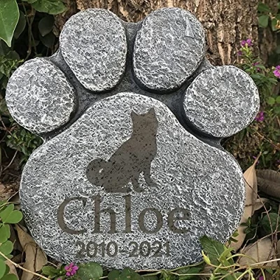 Image of CUDMORERBE Personalized Dog Pet Memorial Stone, Big Paw Shaped Grave Marker, Custom Tombstone Garden Customizable Name&amp;Date, Sympathy Loss Gift for