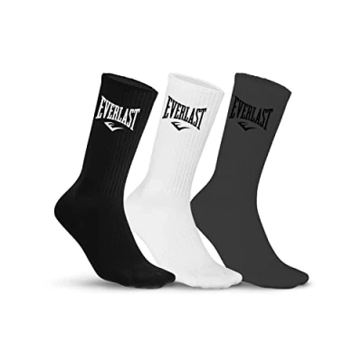 Image of Everlast Men&#039;s Sports Resistant Socks Pack of 3 High Socks, Boxing, Flexible, grey, 43 46