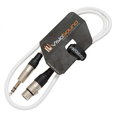 Image of Female XLR to 6.35mm Stereo TRS Jack Lead/Balanced Signal/Audio Patch Cable 1m White