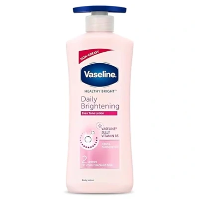 Image of Vaseline Healthy Bright, Daily Brightening Moisturizer, 600 ml, for Glowing Skin, with Vitamin B3, Visibly Radiant Skin in 2 Weeks, Lightweight, Non sticky, Oily Body Lotion, Dry