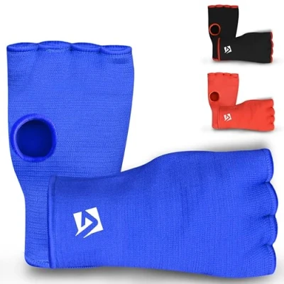 Image of AQF Boxing Inner Gloves Elasticated Fist Protector Mitts Bandages Alternative to Hand Wraps Breathable (Blue, M)