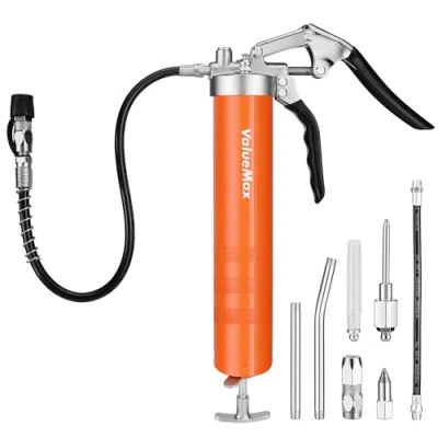 Image of ValueMax Grease Gun, 6000PSI Heavy Duty Pistol Grip Gun Kit with Reinforced Couplers and Flexible Hoses, Fit for 400ml Cartridge, Guns Automotive &amp; Trailers, Industrial, Marine