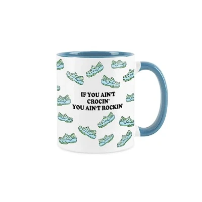 Image of Purely Home Crocs Novelty Mug Slogan Crocin Rockin Joke Light Blue Tea Coffee Gift Present