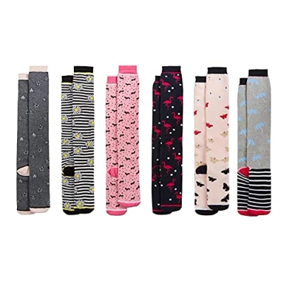Image of Sock Stack 6 Pack Womens Wellington Welly Boot Socks Long Design Wellingtons Wellie UK Size 4 7