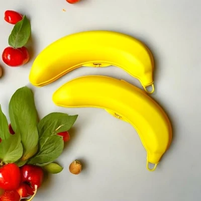 Image of vingardium leviosa Banana Shape Lunch Box Case Cover Protector Container Saver Carrier Holder 100% BPA Free Fruit Keep Fresh Outdoor Food Storage 23cm (Set of 2)