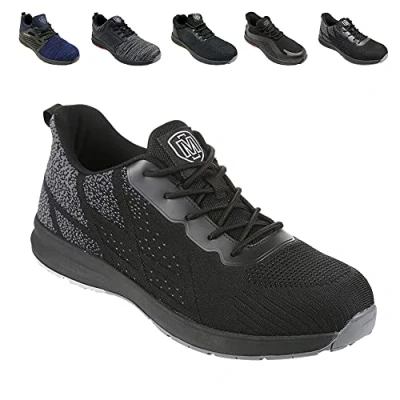 Image of Iron Mountain Men&#039;s Work and Utility Safety Shoes With Steel Toe Cap Protective Midsole Workwear Trainers S1P SRC, Black/Grey, UK 8 / EU 42