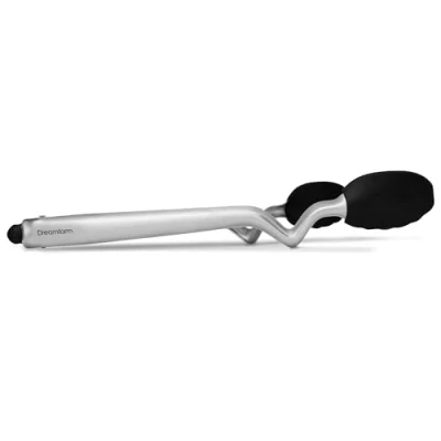 Image of Dreamfarm Clongs Non Scratch, Stainless Steel Click Lock Sit Up Tongs with Silicone Heads Black, 12 Inches