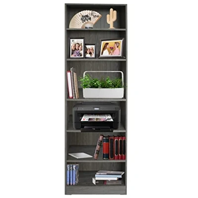 Image of Absolute Deal Tall Narrow Bookcase Storage Unit With Adjustable Shelving Furniture For Living Room Home Office, Graphite Oak, 60 x 29 180 cm