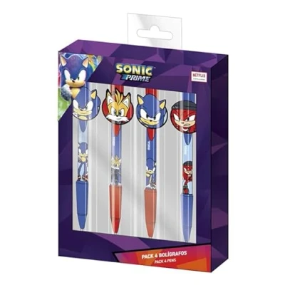 Image of CERDÁ LIFE&#039;S LITTLE MOMENTS Pack of 4 Sonic Pens Includes 2 Blue Polis and Purple with Character Brooch Made 60% Plastic 40% Rubber Original Product Designed in Spain