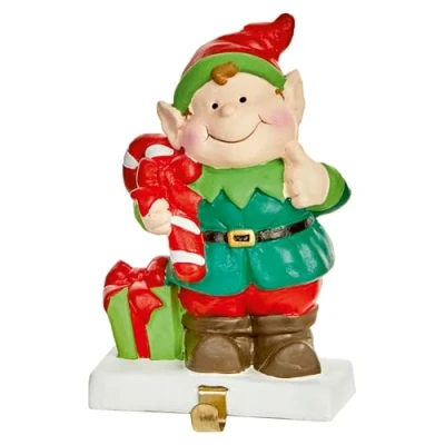 Image of Widdle Gifts Christmas Fun Elf Stocking Hanger Holder Fireplace Mantle Hooks Decoration 0139