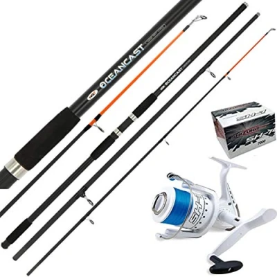 Image of 14FT OCEANCAST 3pc SEA BEACH FISHING ROD + SHIZUKA 7000 REEL COMBO