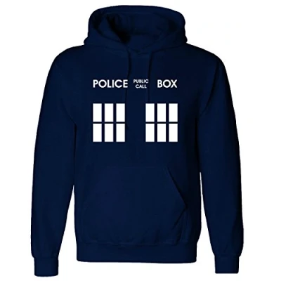 Image of VALLEY Inspired Police Box DR Tardis WHO Public Call Hooded Top from £12.99 (X Large) Navy