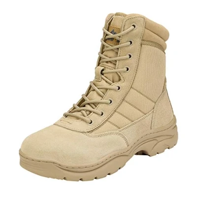 Image of NORTIV 8 Men&#039;s Work Boots Side Zipper Mid Ankle Outdoor Motorcycle Combat Bootie,Size 10W,Sand,Trooper W