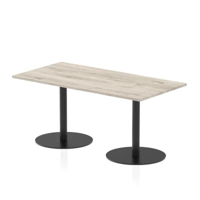 Image of Italia 1600 x 800mm Poseur Rectangular Table Grey Oak Top 720mm High Black Leg