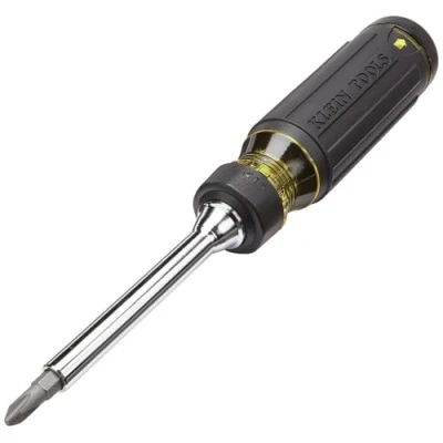 Image of Klein Tools 32305 Multi bit Ratcheting Screwdriver, 15 in 1 Tool with Phillips, Slotted, Square, Torx and Combo Bits 1/4 Inch Nut Driver