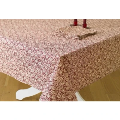 Image of Licensed William Morris Mallow Wine 132cm x 229cm Floral 100% Cotton Tablecloth