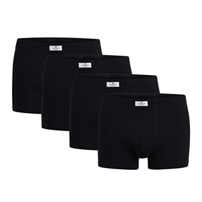 Image of Tom Tailor boxer shorts, pack of 4, men&#039;s basic underpants made from 100% natural cotton. Black Large