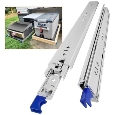 Image of AOLISHENG Heavy Duty Drawer Runners 550mm with Lock Strong Locking Slides Load Capacity 120Kg Draw Runners, Side Mount 1 Pair, 22inch