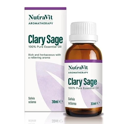 Image of NutraVit Clary Sage Oil 100% Pure Essential 30ml Therapeutic Grade Aromatherapy Diffuser &amp; Humidifier for Hair Growth, Stress Relief to Uplift Mood