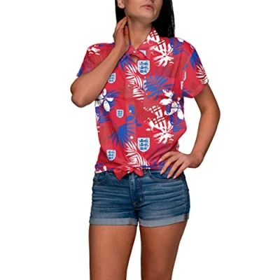 Image of FOCO Officially Licenced England Women&#039;s Football Team Floral Shirt Large