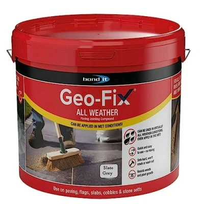 Image of Geo Fix All Weather Ready Mixed Jointing Patio Paving Compound Grout Colour 14kg Easy Pointing Mortar Joint Filler for Dry and Wet Conditions (Slate Grey)