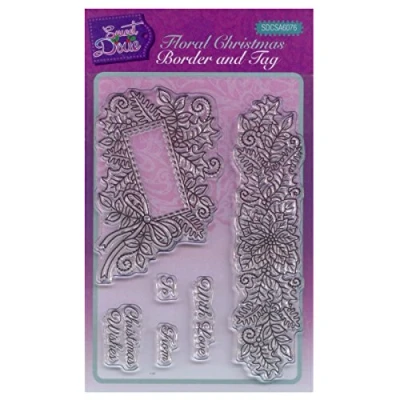 Image of Sweet Dixie Floral Christmas Border and Tag Clear Stamp Set