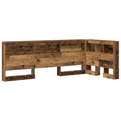 Image of vidaXL Storage Headboard with Shelf Old wood 90 cm Engineered