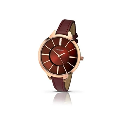 Image of Sekonda Women&#039;s Quartz Watch with Red Dial Analogue Display and Alloy Strap 2245.27
