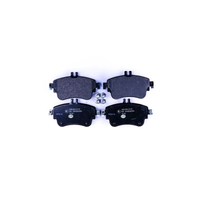 Image of 101221369 brake pad set HELLA 8DB 355 019 751 prepared for wear indicator with caliper screws MERCEDES BENZ: A Class, B CLA Coupe
