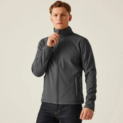 Image of Regatta Men Professional Reid Water Repellent &amp; Wind Resistant Softshell Jacket Seal Grey (Black), X Small