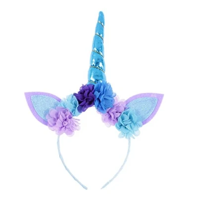 Image of Nishine Unicorn Horn Headband for Baby Girls Birthday Party Favor Hollween Cosplay Tiara Women Hairband (Blue)