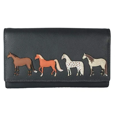 Image of Mala Leather Best Friends Horses Matinee Purse RFID 3510 65 (Grey)