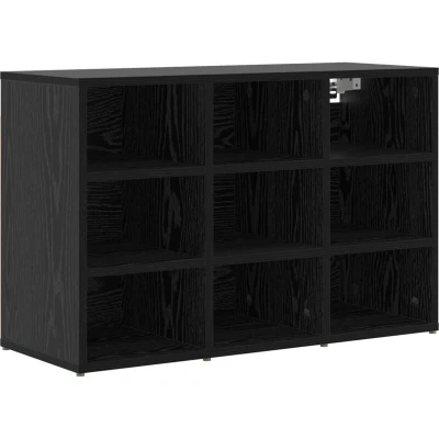 Image of vidaXL Shoe Cabinet with Shelf Storage Black oak Engineered wood