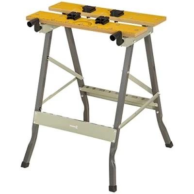Image of DURHAND 4 in 1 Work Bench, Saw Horse Folding Clamp Table w/ Adjustable Clamping Pegs for DIY Home Garage, Grey