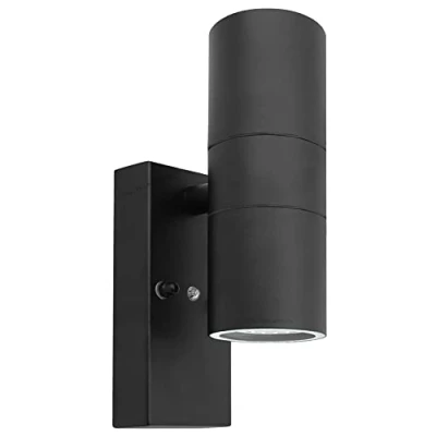 Image of Outdoor Wall Light Dusk Till Dawn Sensor Black Finish Stainless Steel Up and Down Shining IP65 ZLC090 B