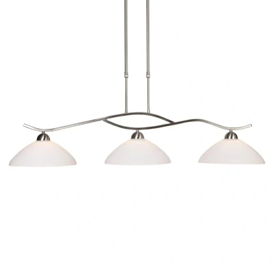 Image of Capric Straight Bar Pendant Ceiling Light Steel Brushed, Glass Opal Matt