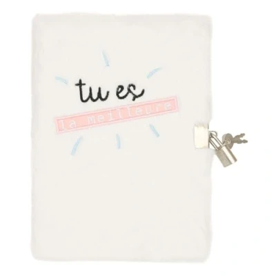 Image of DRAEGER Paris White Plush Diary with Padlock and Keys for Her Personal Secrets Notebook Gift Girls Women