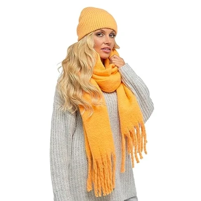 Image of Undercover Ladies Ribbed Hat &amp; Scarf Set GL1008 GL1011 Orange